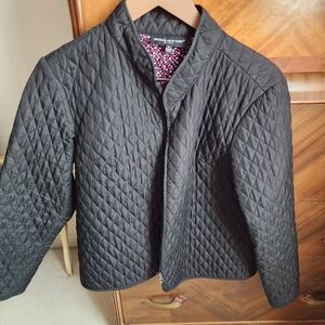 Briggs New York Black Quilted Utility Jacket with Printed Lining